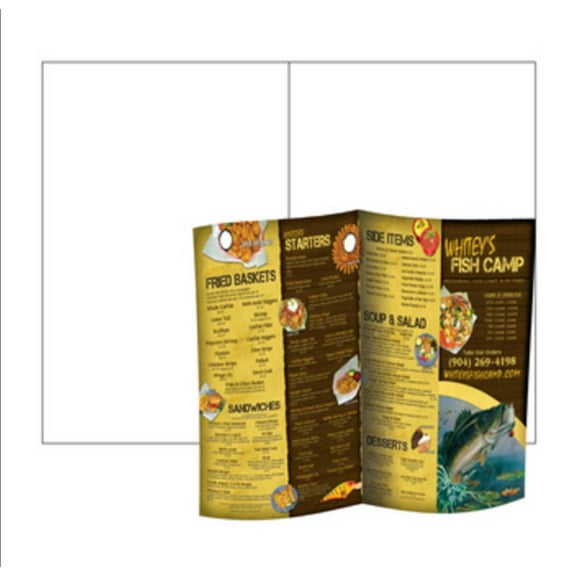 Print-Ready Bi-Fold Sheet (No-Tear) 8.5" fold, 8.5"x 11" Wh 8-Mil Paper- 25 Shts