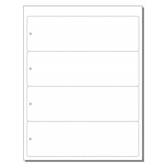 Print-Ready Bookmarks, 2-1/2" x 8" w Hole, 4-UP Perfed for Separation on White 8-1/2" x 11" 65lb Astrobright Cover Paper - 250 Sheets / 1,000 Bookmarks