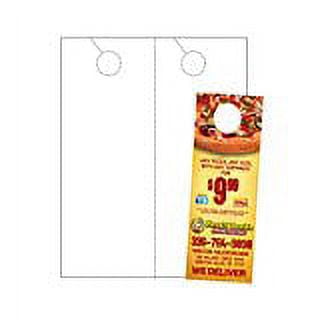 Print-Ready Door Hangers (No-Tear Waterproof), 4-1/4" x 11", 2-UP on 8-1/2" x 11" White Synthetic 8-Mil Paper - 25 Sheets (50 Hangers)