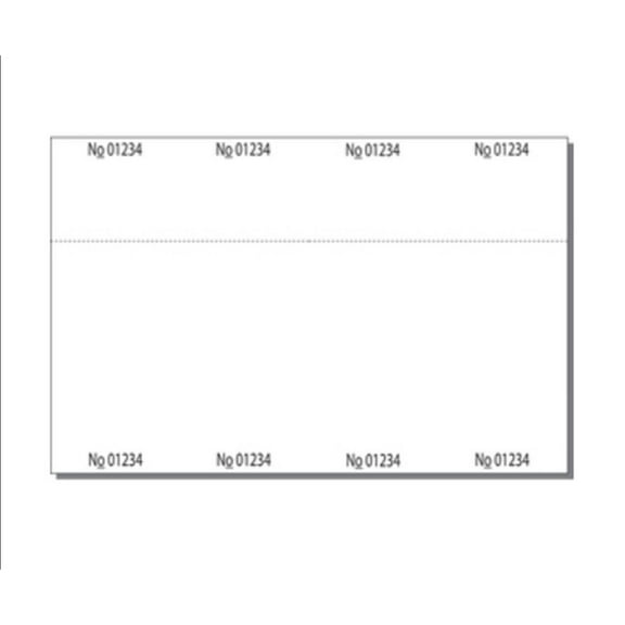 Print-Ready Numbered Ticket Sheets, 6-1/2" x 10", 4 Tickets Per Sheet, Perfed Stubs and Consec Numbers, Ticket Size: 2-1/2" x 6-1/2" on White 65lb Cover - 250 Sheets (1,000 Tickets)