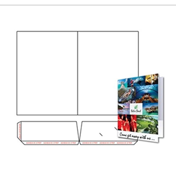 print-ready presentation folder kit with pockets & bus. card slits (9" x 12" folded), 1-up on 12" x 18" white 10pt c1s tango cover paper - 100 sheets