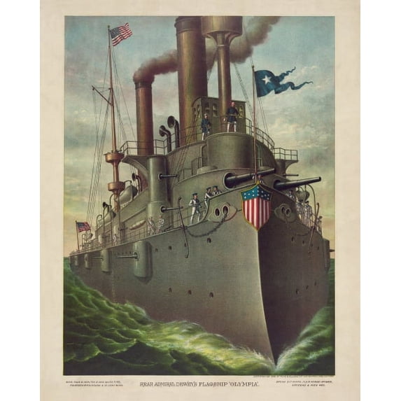 Print: Rear Admiral Dewey's Flagship Olympia, 1898