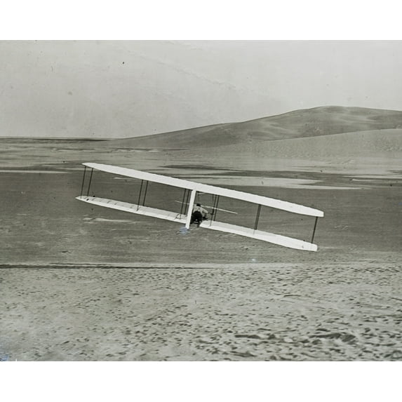 Print: Rear View Of Wilbur Making A Right Turn In Glide From No. 2 Hill