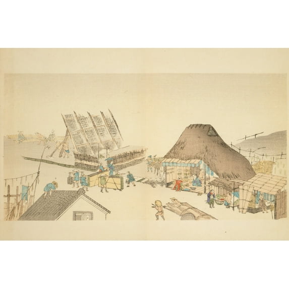 Print: Rebuilding After The Hamaguri Gate Incident Of 1864, Kyoto, Japan