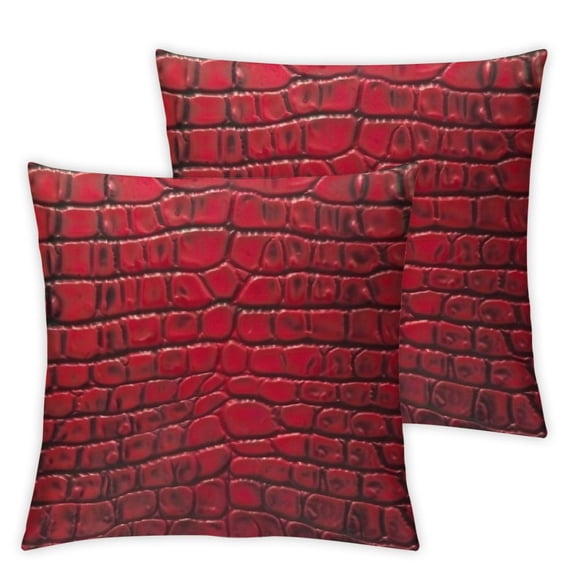Print Red Design Reptiles Alligator Throw Pillow
