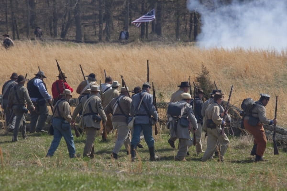 Print Reenactment Of Civil War Siege Of April 1862, Bridgeport