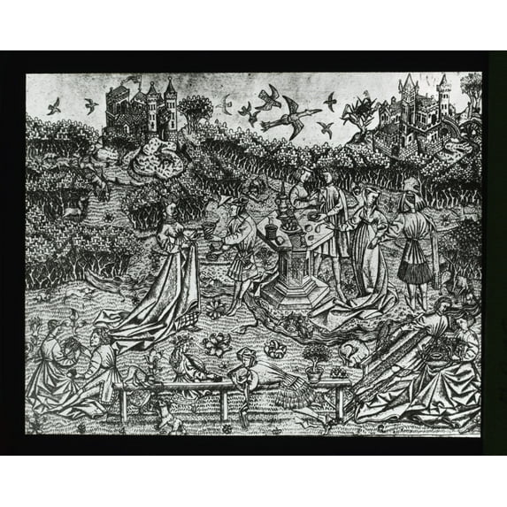 Print: Reproduction Of Print Showing Garden Of Love, circa 1915