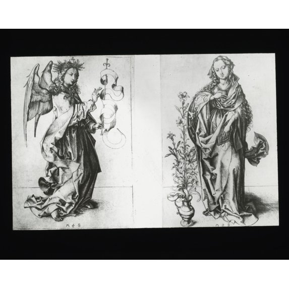 Print: Reproduction Of Print Showing: Madonna And Archangel Gabriel, circa