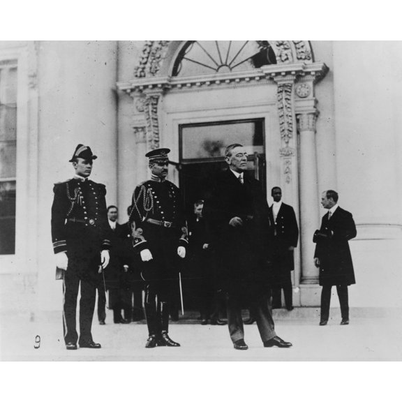 Print: Return To White House With His Military And Naval Aide, 1913