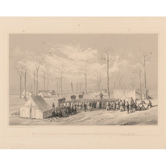 Print: Rev. L.F. Drake, Chaplain 31st Ohio Volunteers, Preaching At Camp