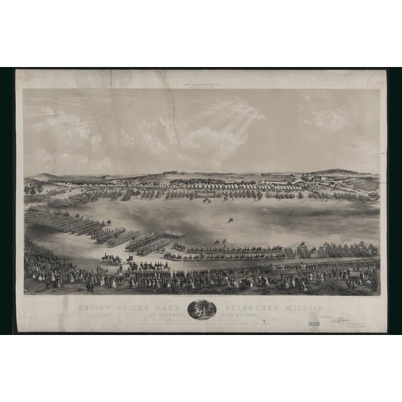 Print: Review Of The Mass. Volunteer Militia, At Concord, Sept. 9, 1859