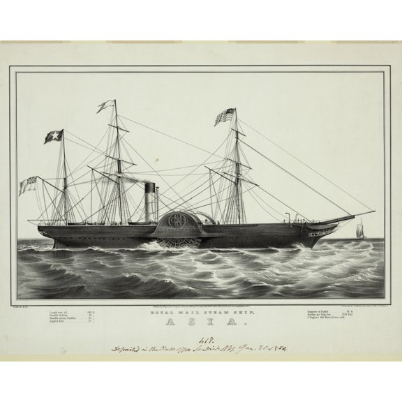 Print: Royal Mail Steam Ship, Asia, 1851