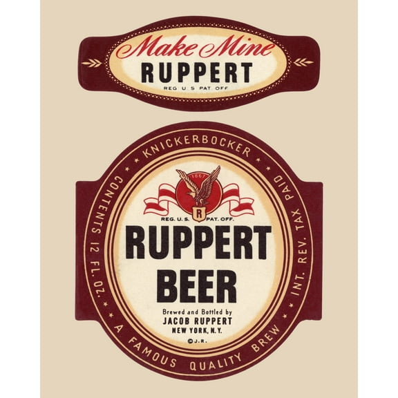 Print: Ruppert Brewery, Beer Label Artwork, New York City, 1930s
