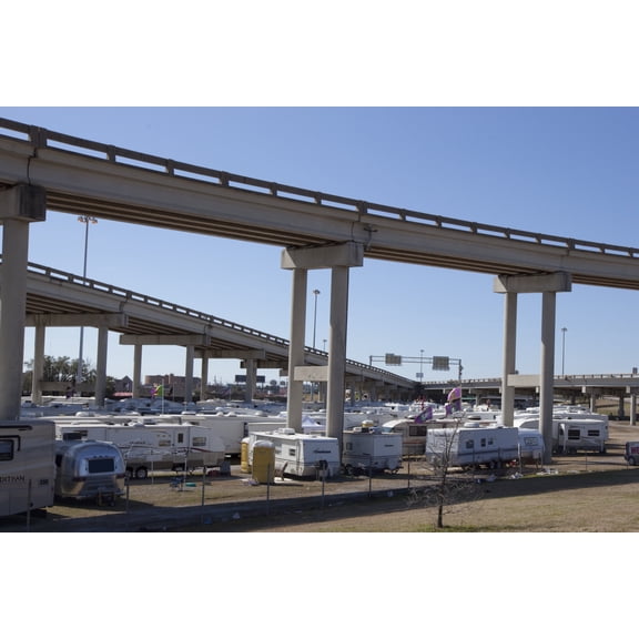 Print: Rvs Have A Small City Under The Freeway During The Mobile, Alabama