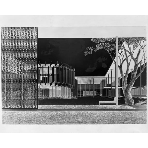 Print: Sae Fraternity House, Miami, Florida (Project). Rendering, 1952