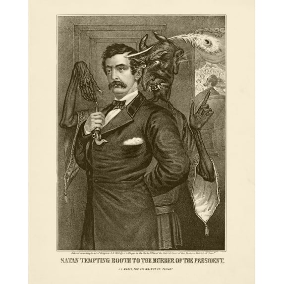 Print: Satan Tempting Booth To The Murder Of The President, 1865