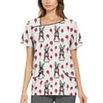 thumbnail image 1 of Print Scrub Tops，Scrubs for Women Trendy Easter Printing Plus Size Scrubs Tops Casual V Neck Short Sleeve Uniform with Pocket，White，L, 1 of 4