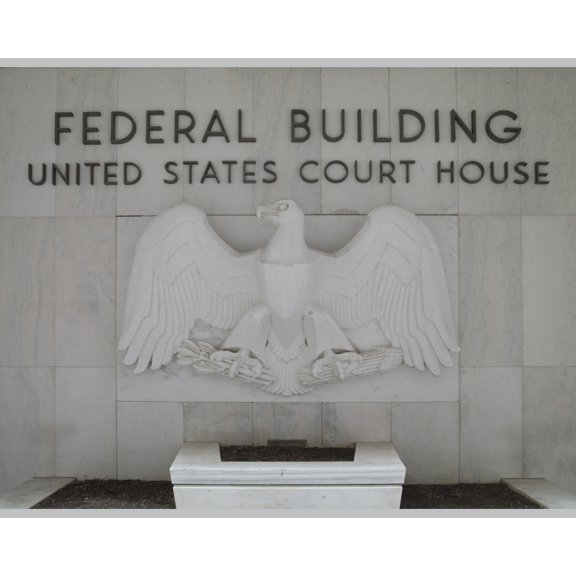 Print: Sculpture Eagle Full View, Federal Building And U.S. Courthouse