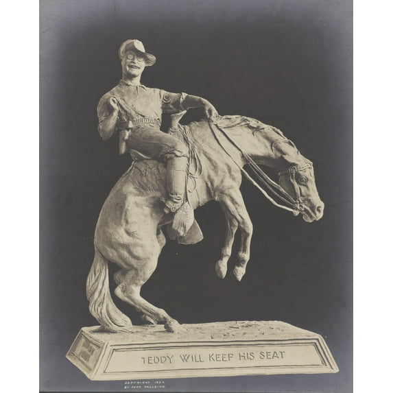 Print: Sculpture Of Theodore Roosevelt Riding A Bucking Horse, 1904