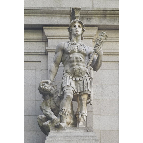 Print: Sculpture Seafaring Nations, Rome Located On Exterior Facade Of