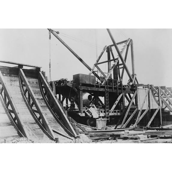 Print: Sea Wall Construction Site, Galveston, Texas, circa 1909