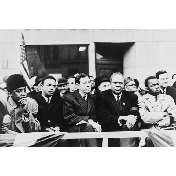 Print: Seated Left To Right: Bayard Rustin, Andrew Young, Rep. William