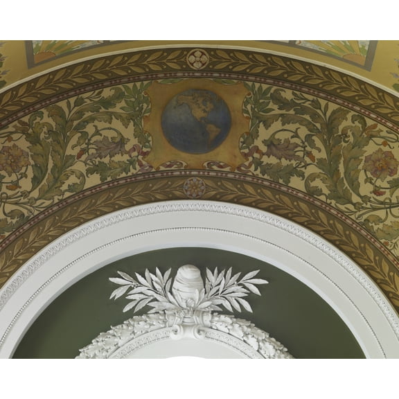 Print: Second Floor Corridor. Printers' Marks+columns. Arch Above Window