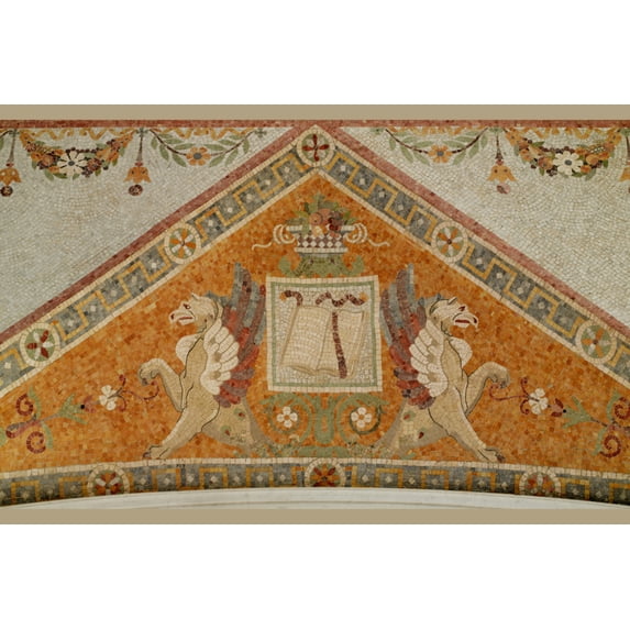Print: Second Floor Corridor. Printers' Marks+columns. Detail Of Mosaic