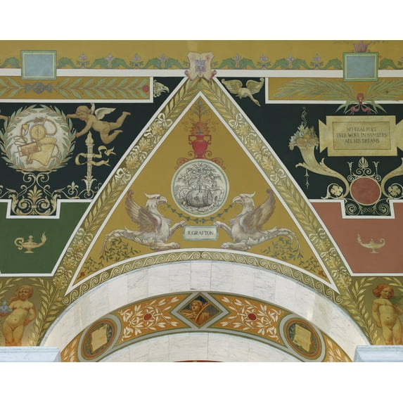 Print: Second Floor Corridor. Printers' Marks+columns. Printer's Mark Of
