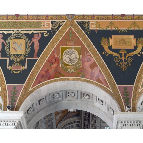 Print: Second Floor Corridor. Printers' Marks+columns. Printer's Mark Of