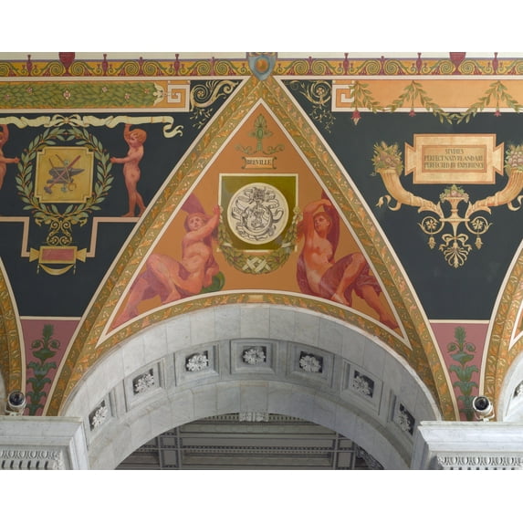 Print: Second Floor Corridor. Printers' Marks+columns. Printer's Mark Of