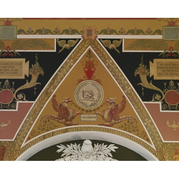 Print: Second Floor Corridor. Printers' Marks+columns. Printer's Mark Of