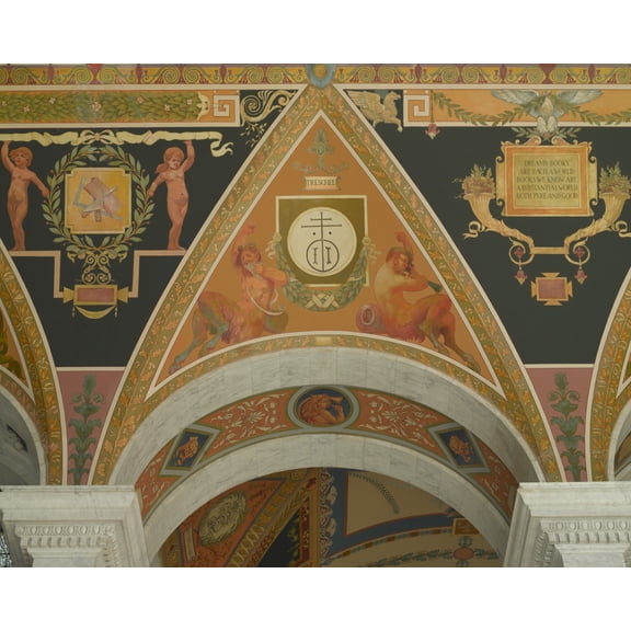 Print: Second Floor Corridor. Printers' Marks+columns. Printer's Mark Of