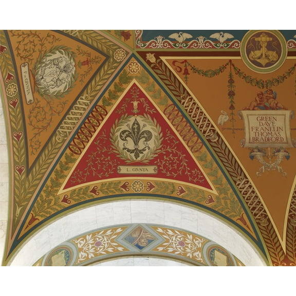 Print: Second Floor Corridor. Printers' Marks+columns. View Of East