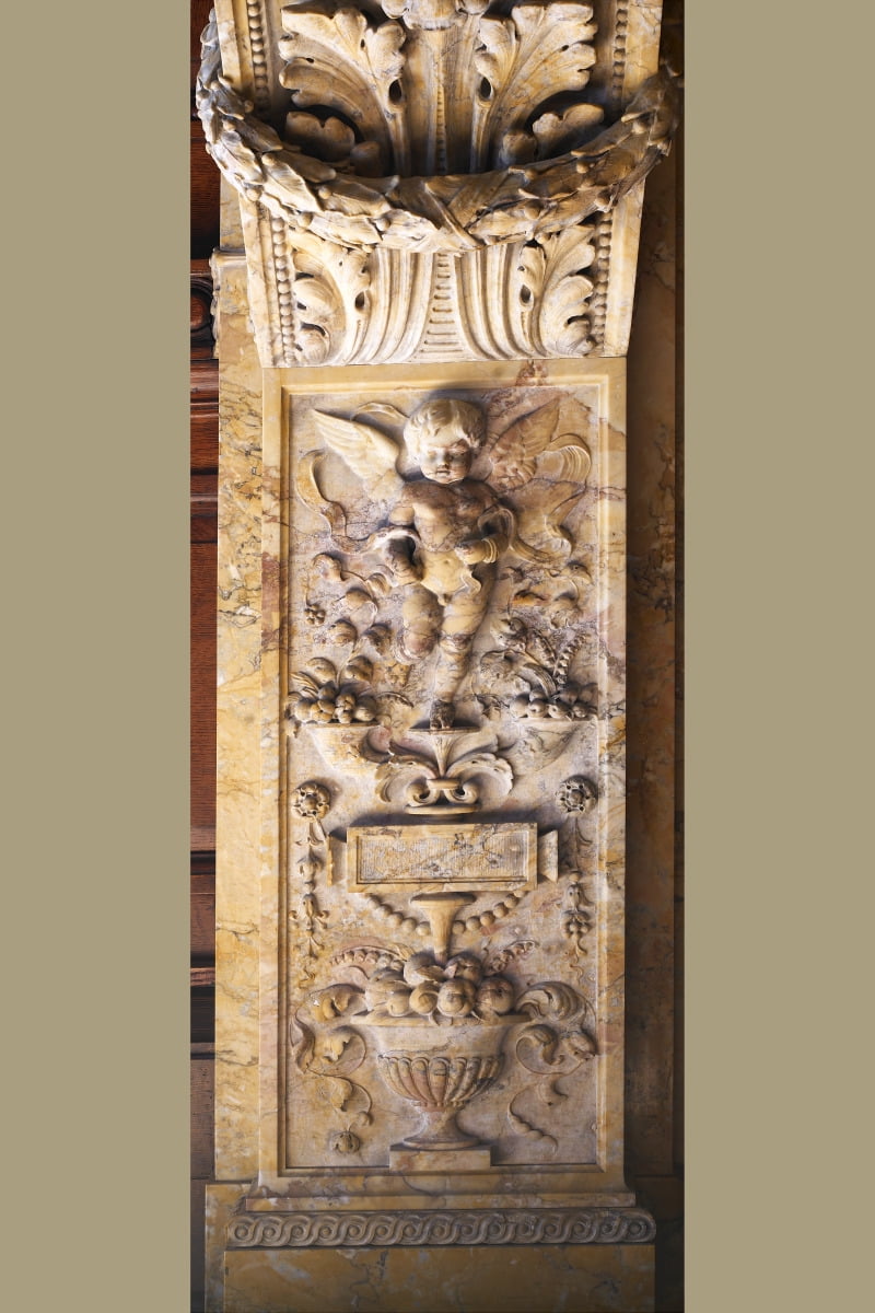 Print: Senate Members Room. Detail Of Cherub Carving On Mantel. Library ...