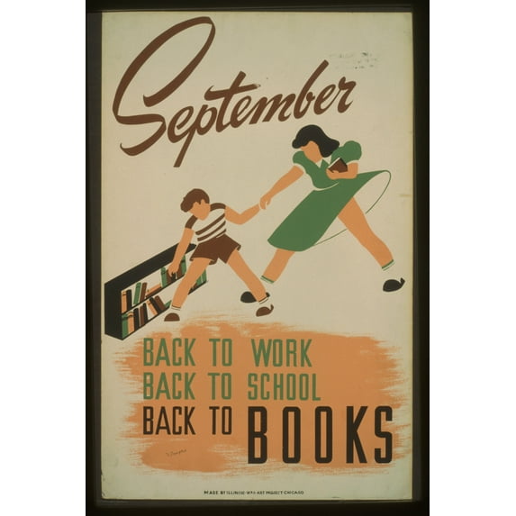 Print: September - Back To Work - Back To School - Back To Books, 1940