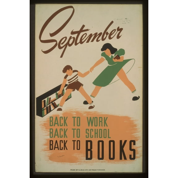 Print: September - Back To Work - Back To School - Back To Books, 1940