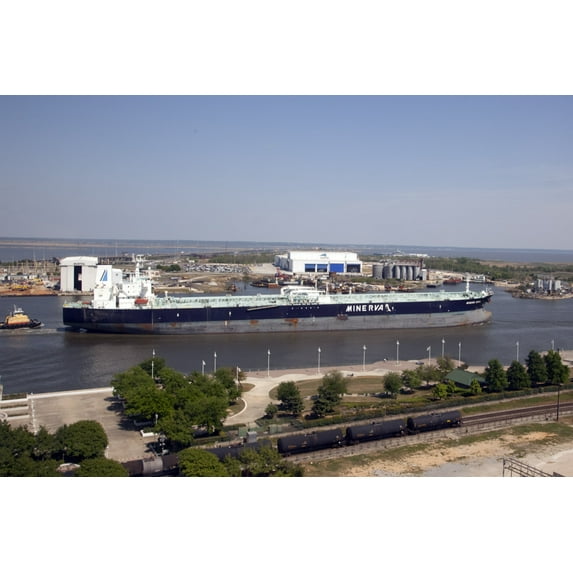 Print: Ships Cruise The Harbor At The Mobile, Alabama Port, 2010