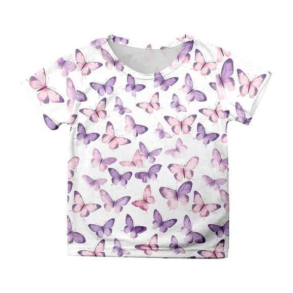 Print Short Sleeve Tee for Girls Casual Comfort Kids Tops and Shirts Everyday Play Outfit