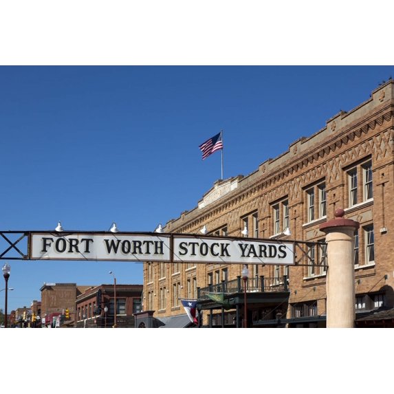 Print: Sign At The Entrance To The Stockyards, A Historic Livestock-Market