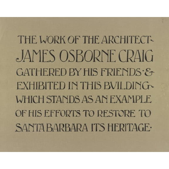 Print: Sign For Exhibit Of Architectural Designs By James Osborne Craig