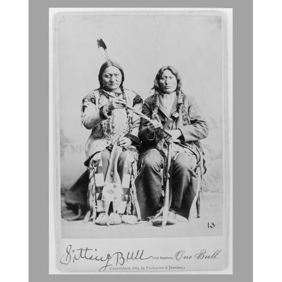 Print: Sitting Bull And Nephew, One Bull, 1884