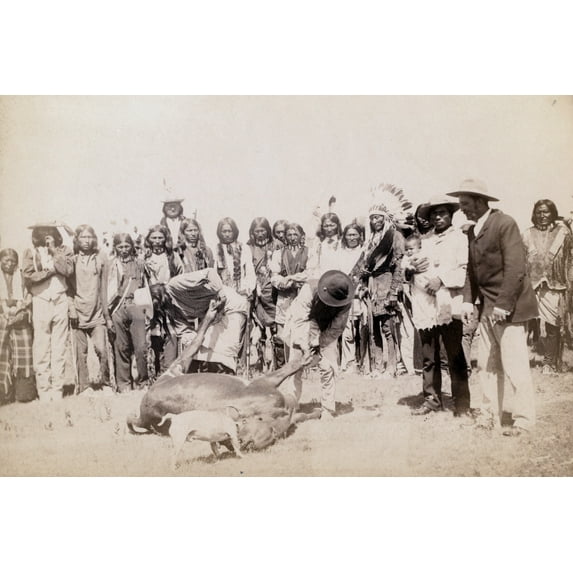 Print: Skinning Beef At Beef Issue, 1891