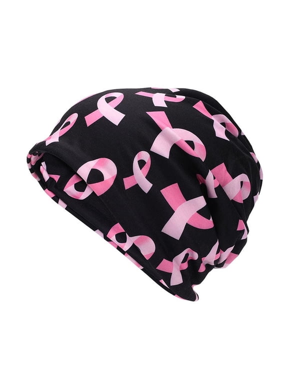 Print Skull Hat Supportive Breast Cancers Awareness Hat Elastic Headwrap Hat Fashion Accessory Brimless Hat for Women