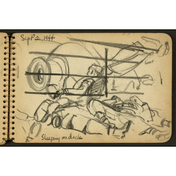 Print: Sleeping Deck, Sketch by Victor Lundy, 1944