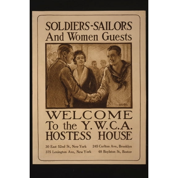 Print: Soldiers-Sailors And Women Guests - Welcome To The Y.W.C.A. Hostess