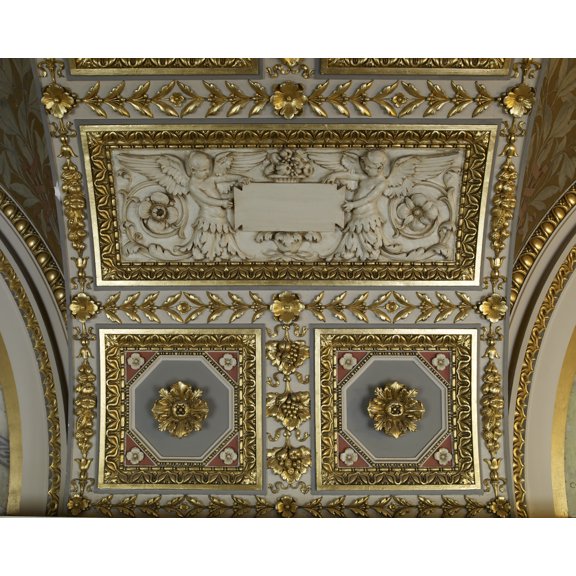 Print: South Corridor, First Floor. Detail Of Plasterwork. Library Of
