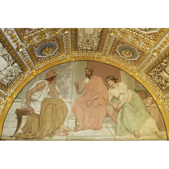 Print: South Corridor, First Floor. Mural Depicting Paris From The Greek
