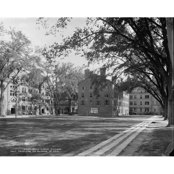 Print: South Middle College, Only Remaining Old Building At Yale, circa