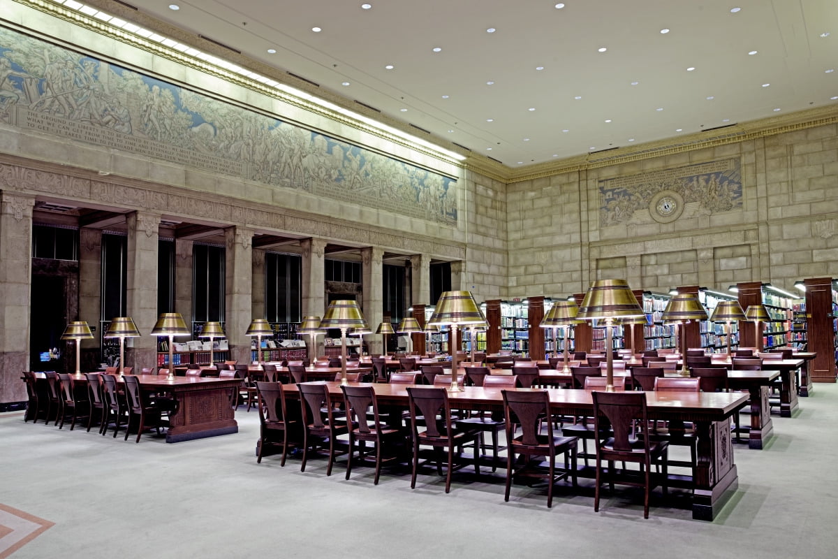 Print: South Reading Room, With Murals By Ezra Winter. Library Of ...